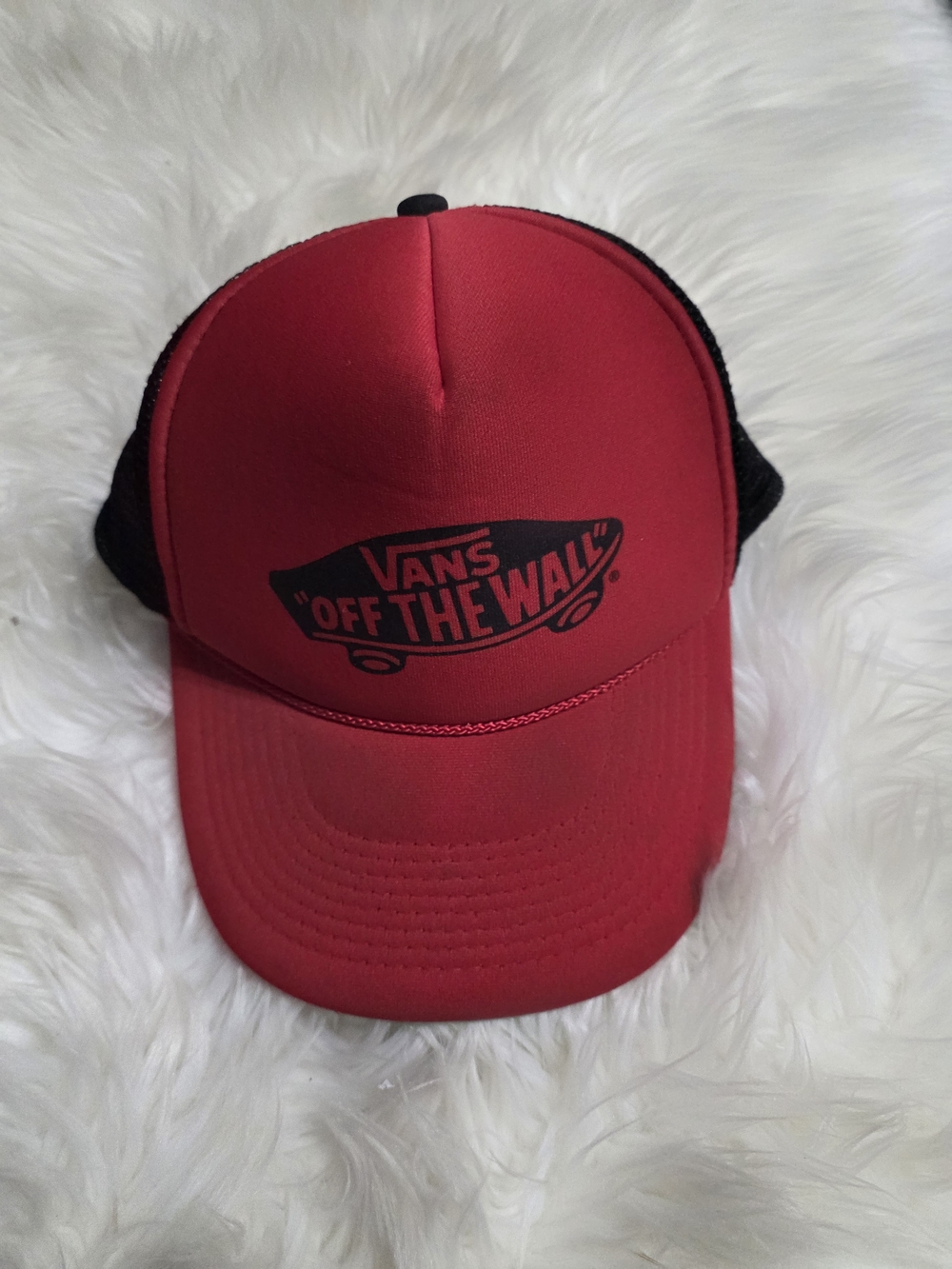 Vans Red and Black Logo Trucker Cap